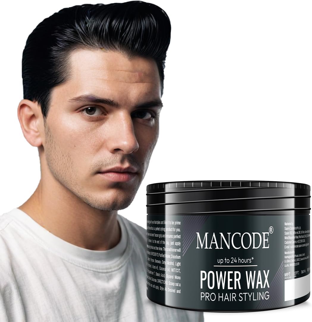 Mancode Power Wax Pro Hair Styling Cream Wax Level 5 | 24 Hour Strong Hold & Matte Finish | Easy to Wash & Flexible Styling | Nourishing Formula with Coconut Oil & Vitamin E | 100ml