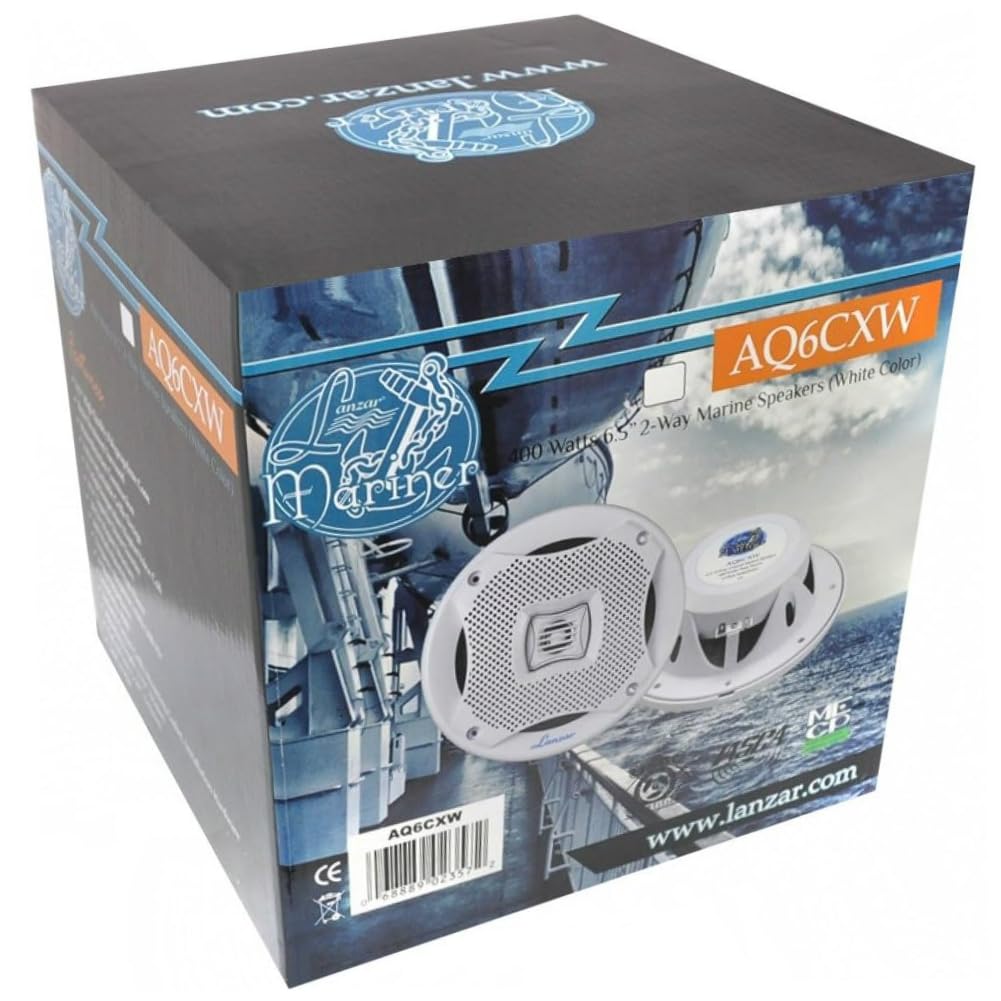 GK SOUND Kit Set para LANZAR AQ6CXW 2 Altavoces Blancos de 2 vías 200 vatios rms 400 vatios máx 19,5 cm 6,5" Camper mar Piscina Barco Restaurante Hotel Impermeable, el par