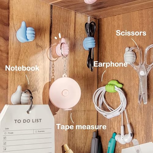 30Pack Self Adhesive Thumb Hooks Key Hanger For Wall, Key Wall Hook, Cord Holder For Desk Data Cable Earphone Belt Hat Key Storage, Charging Organizer Cable Hanging Hooks #TOP5