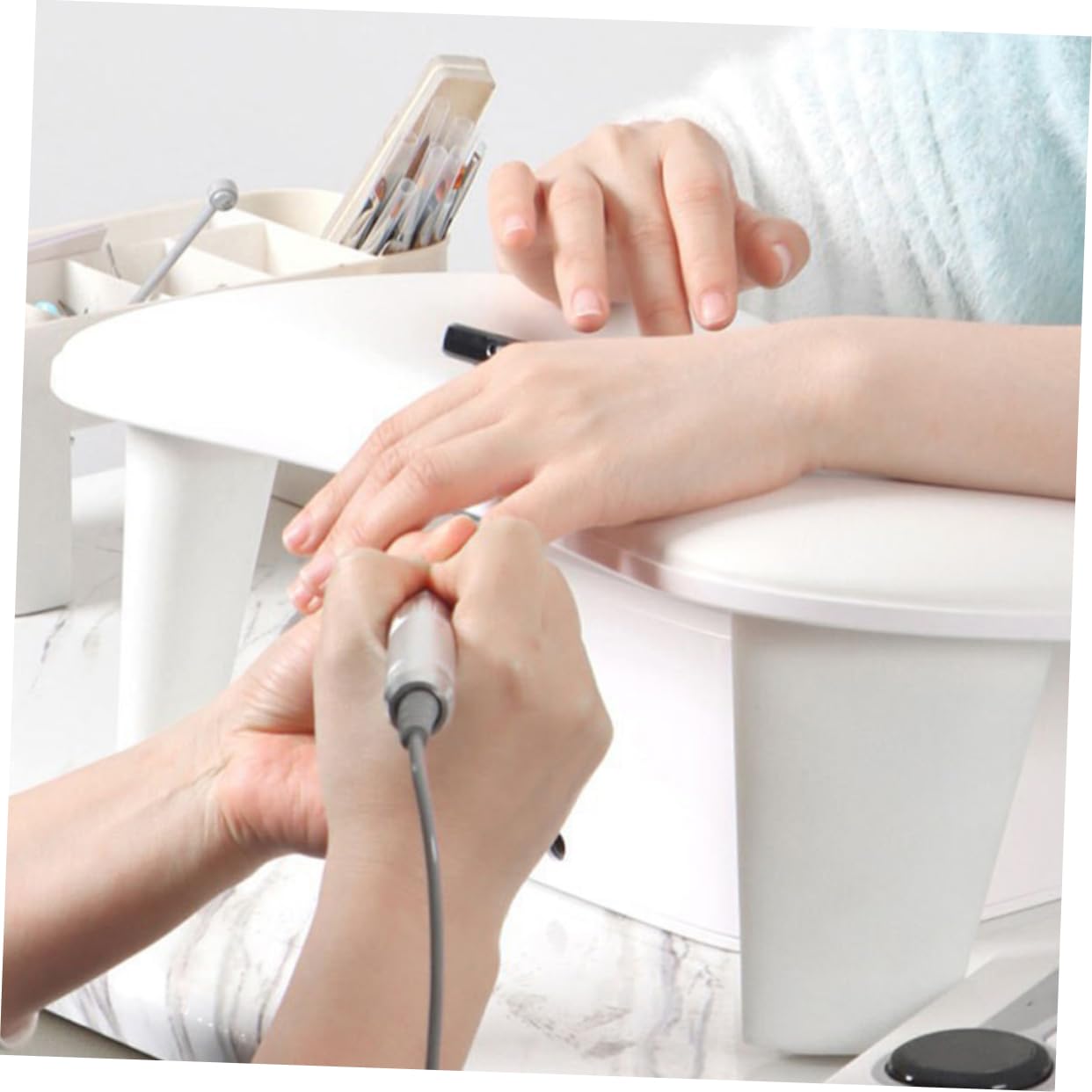 Poggiamano Unghie a Forma U, Cuscino da Tavolo in Pu e Plastico, Inclinazione Regolabile, Leggero, Facile da Pulire per Nail Art e Scrivania