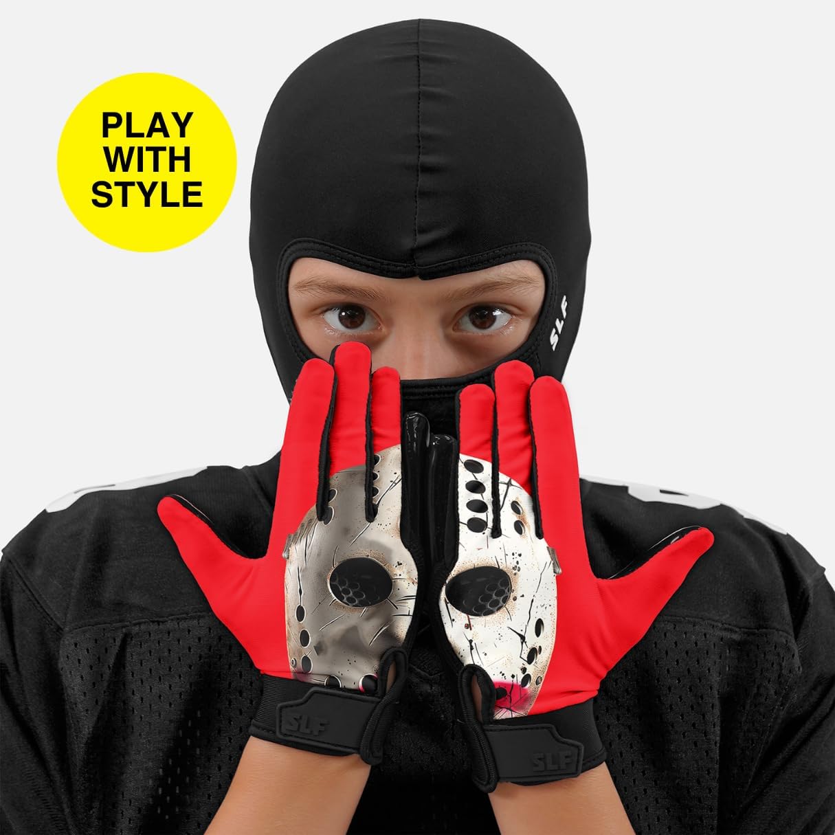 SLEEFS Youth Football Gloves for Boys & Girls - Wide Receiver Football Gloves with Sticky Grip for Catch Control - Lightweight, Breathable Fit - Durable Kids Glove, Youth Small or Large