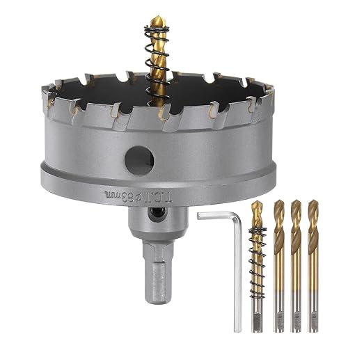 Miniatura 68 de HARFINGTON Kit de sierra de agujero de carburo de 1.890 in (1-57/64 pulgadas), juego de cortador de agujeros de metal con 5 piezas de brocas