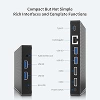 Vista 2 de Mini PC HIGOLEPC, Celeron Intel J4125 Mini Computadoras 8GB DDR4 128GB eMMC sin ventilador Mini PC Soporte Dual HDMI 4K, WiFi 6.0, BT 5.2