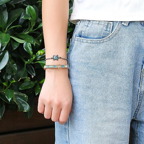 Image of KELITCH Turquoise Beaded Wrap Bracelets Bangle Handmade Charm Chain Strand Bracelet For Women