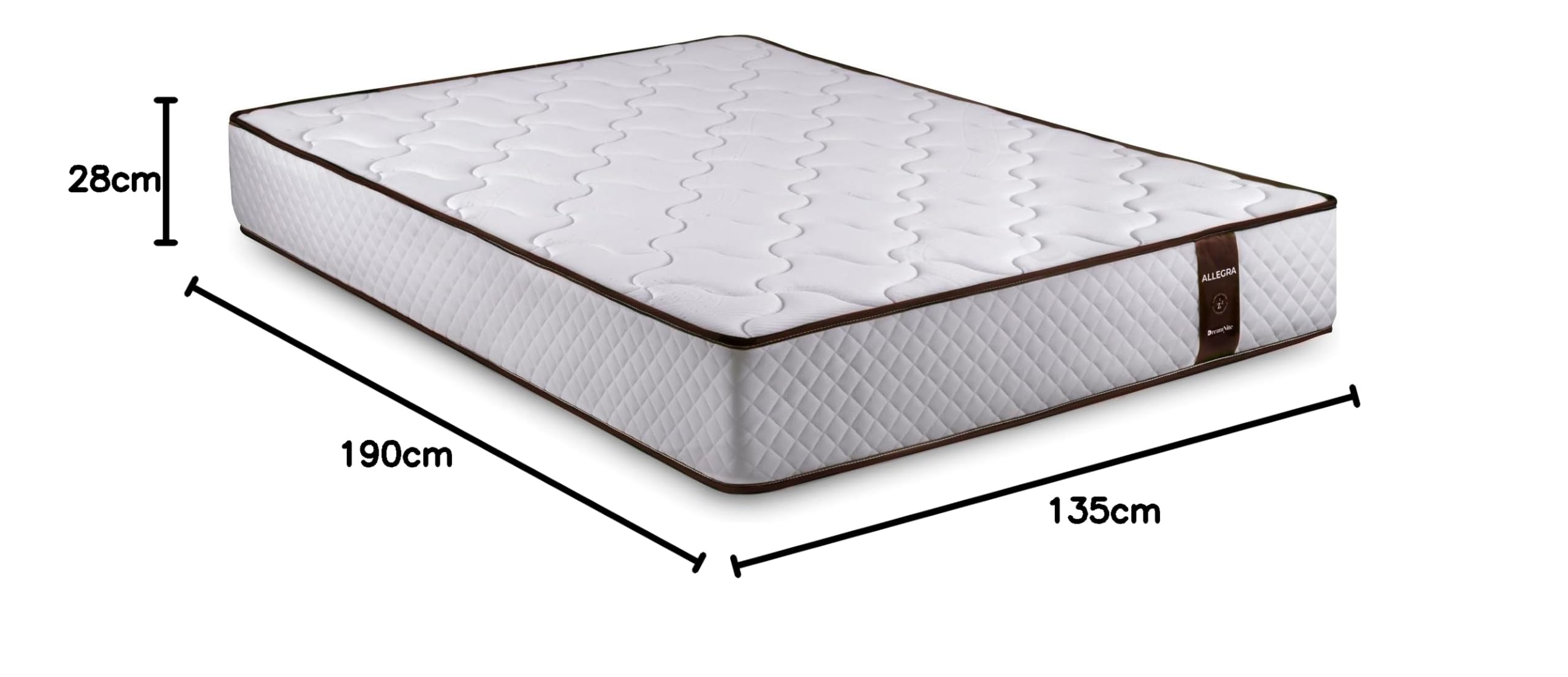 Colchón de muelles ensacados 135x190 cm Allegra - Cara Invierno/Verano - Altura +/- 27 cm - Espuma viscoelástica - Firmeza Media/Alta - Independencia de lechos excelente - Tejidos Hipoalergénicos