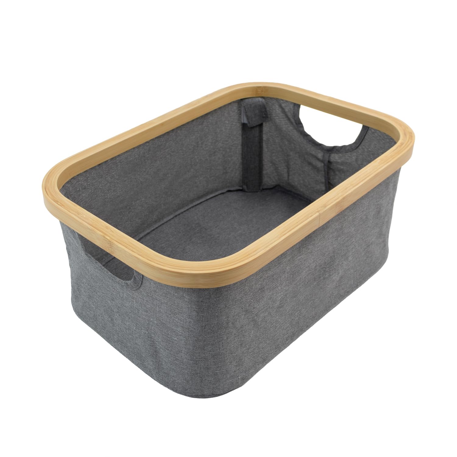 JVL Bambanio Foldable Bamboo Storage Basket, 26L - Grey