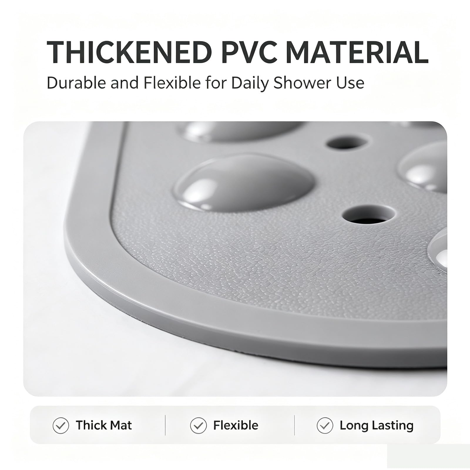 Alfombrilla Ducha PVC Suave Antideslizante para Ducha tamaños Lavable Máquina con Ventosa Drenaje para Secado rápido Función de Masaje para los pies Apto para ducharse