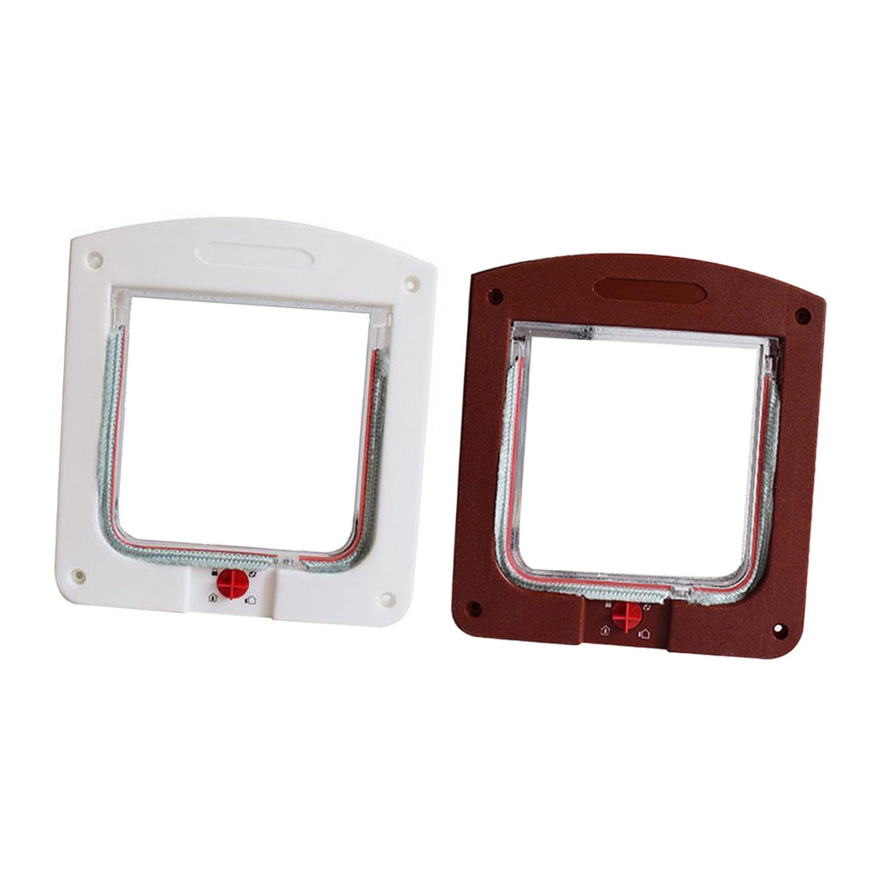 BESTonZON Lot De 2 Chatières Contrôlables pour Chats, Porte D'entrée Et Sortie Petite Taille, Plastique Blanc Et Marron, Adapté Aux Portes Intérieures, pour Chatons Et Petits Chats