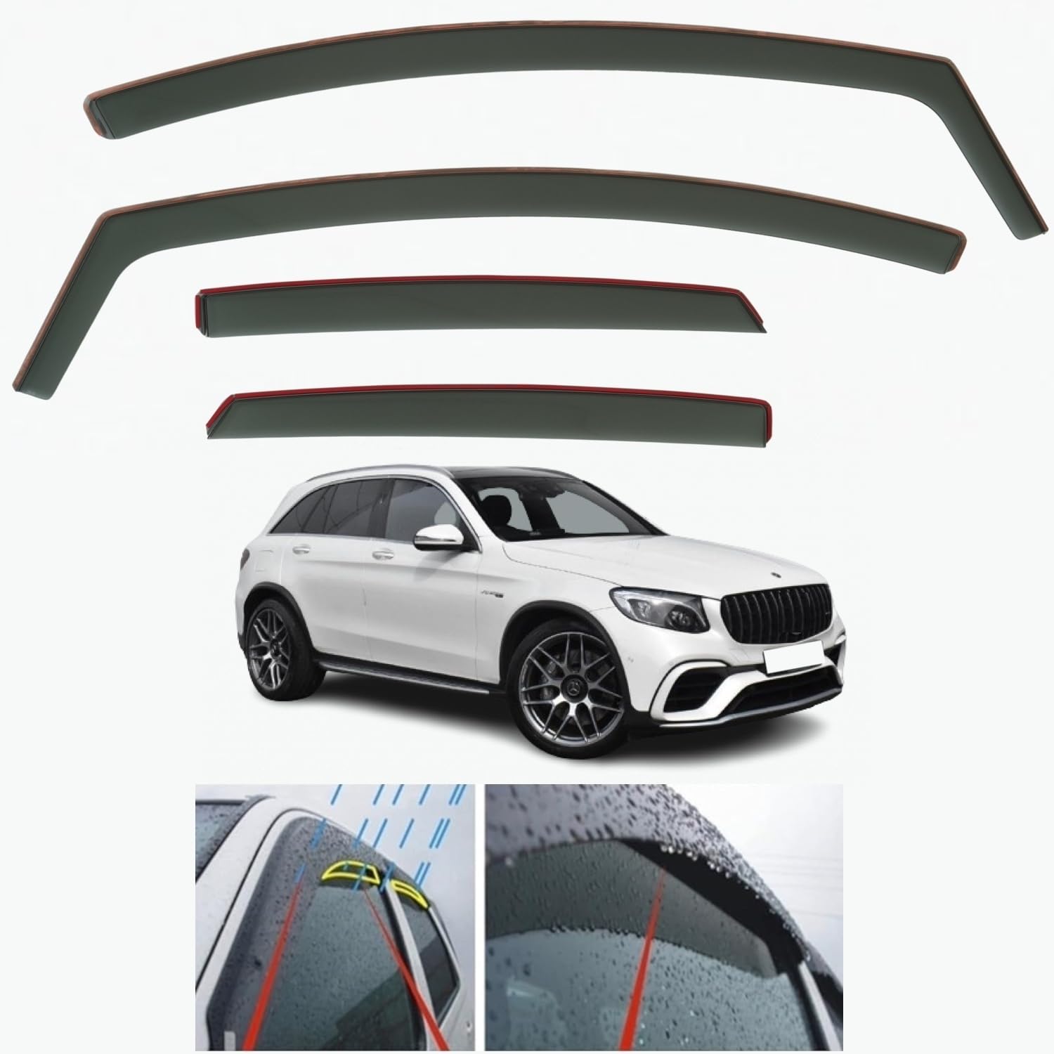 4x Windabweiser für Mercedes Benz GLC Klasse (X253) 2015 2016 2017 2018 2019 2020 2021 2022 2023