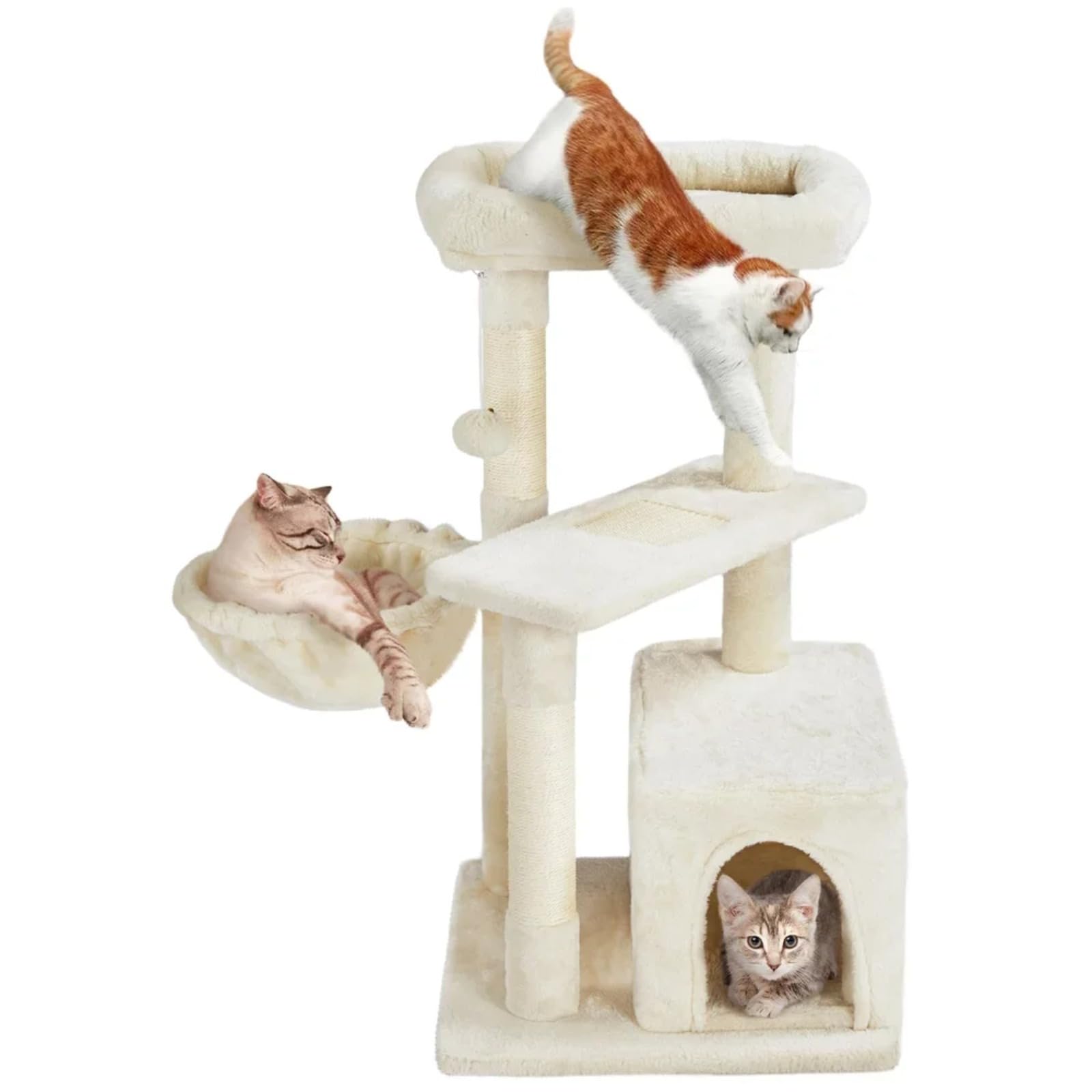 Tiragraffi a torre per gatti multilivello con condomini e scala, centro attività per gatti interni, condomini e posatoi, forniture per gatti, rastrelliere per gatti, giocattoli per gatti