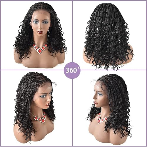 Miniatura 2 de Pelucas trenzadas de encaje suizo hechas a mano de 18 pulgadas con cabello de bebé para mujeres negras, pelucas de cabello sintético Kanekalon de