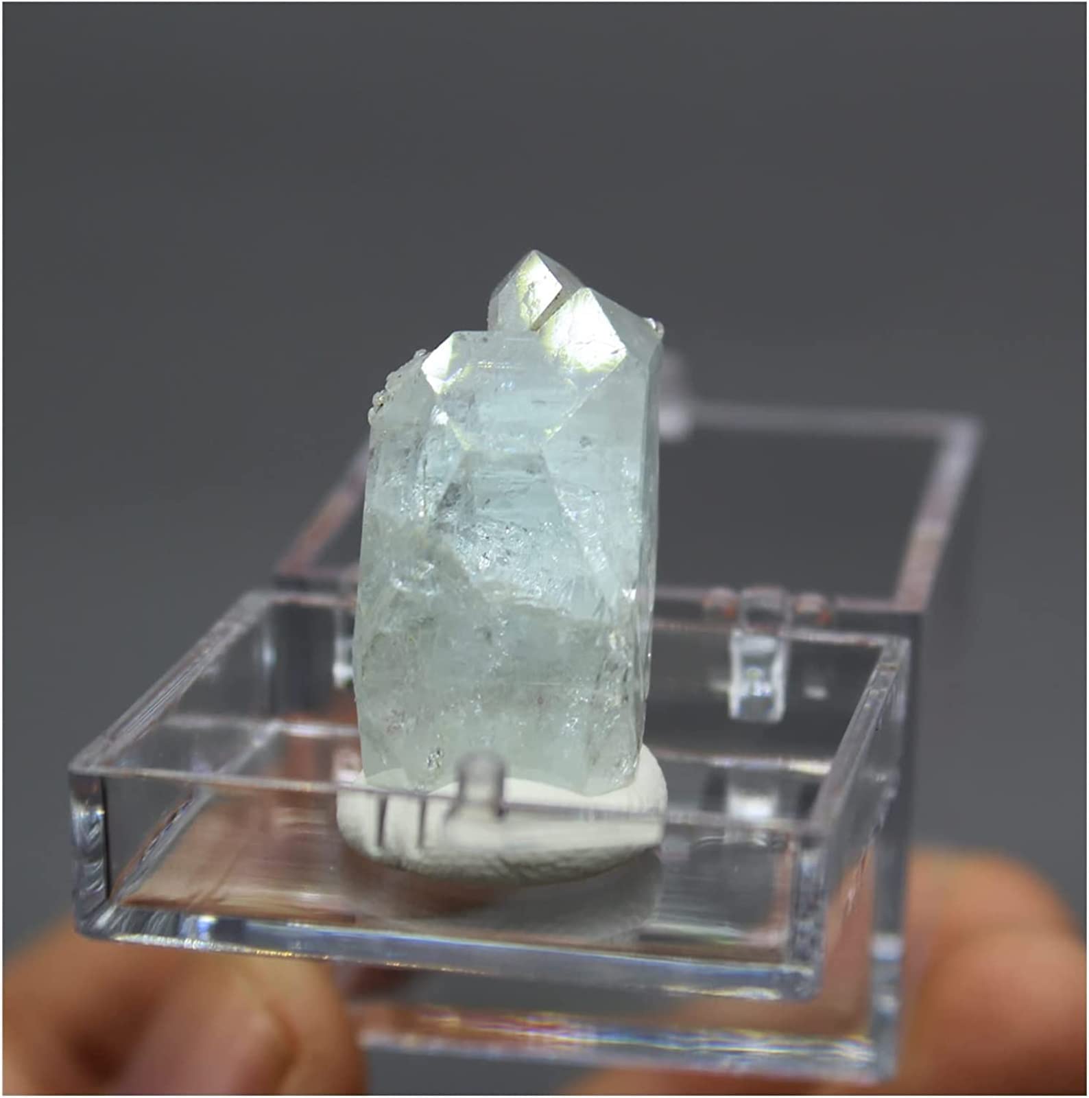 Aquamarine minéraux naturels pierres de cuivre et boîte de quartz en cristal 3.4cm