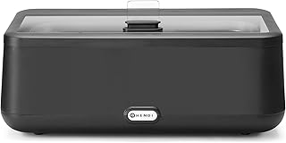 HENDI Chafing dish, UNIQ, mit GN1/1 Behälter, integrierter Glasdeckel, Temperaturbereich: von 35° bis 85°C, Warmhaltebehälter, Buffetwärmer, 12,5L, 220V/700W, 607x402x(H)250mm, Edelstahl, PP, schwarz