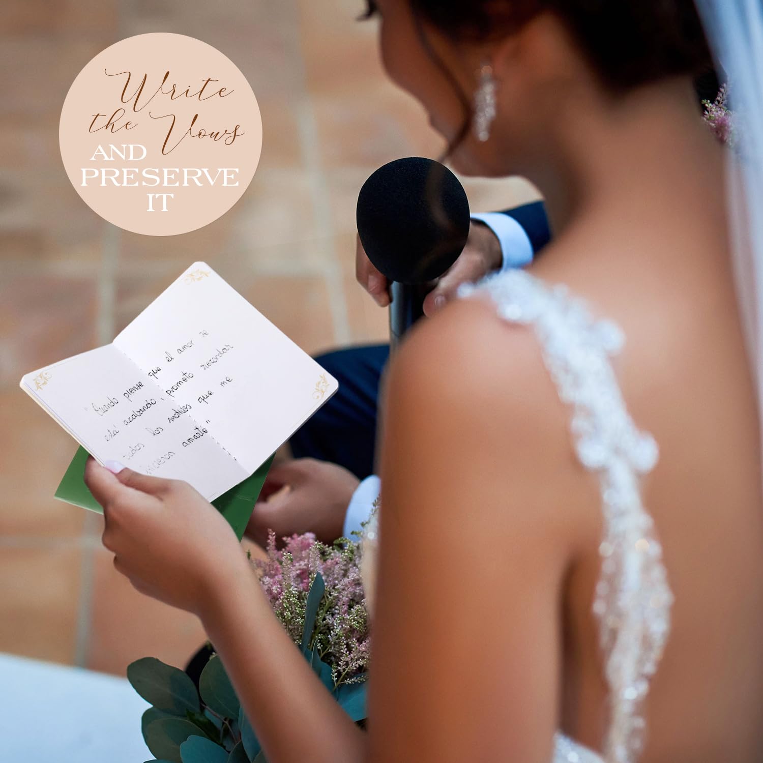 molekaus Gelübdebücher für Hochzeit, Hochzeitsgeschenk für Braut und Bräutigam, Gelübde, Buch für Sie und Ihn mit 28 Seiten, 14 x 8,9 cm, Hochzeits-Notizbuch mit vergoldeter Schrift, 2 Stück