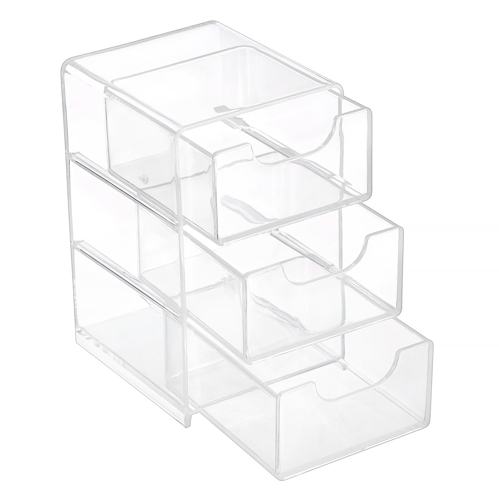 Hipiwe Acrylic Drawer Organizer Qtip Holder for Cotton Pad Cotton Swabs Makeup Storage Drawer with 3 Drawers Clear — view 9