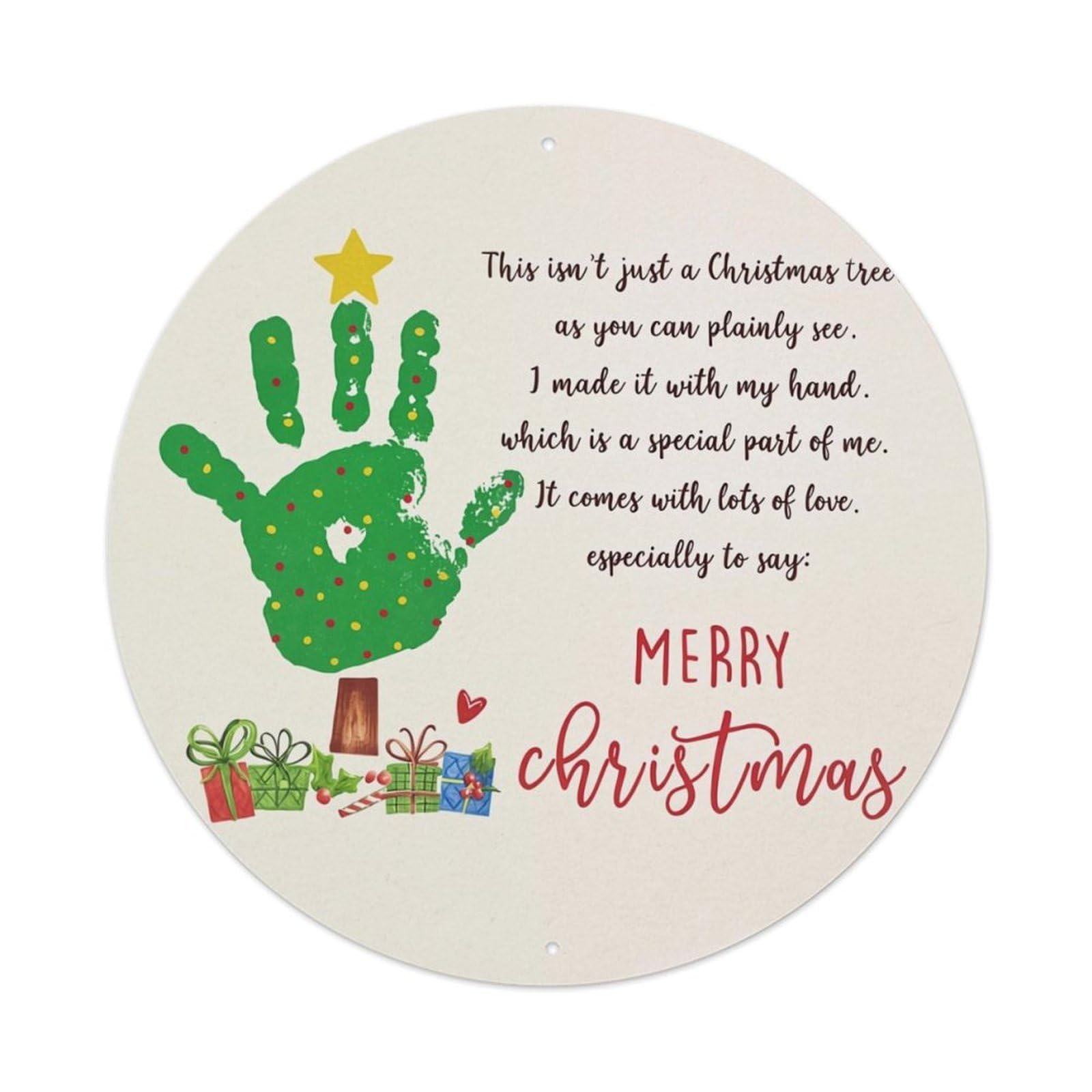 Handprint Christmas Tree With Gifts Tin Sign Metal Poster Vintage Metal Signs for Home Man Cave Bar Cafe Kitchen laundry room Wall Decorations Gift 8x8Inch