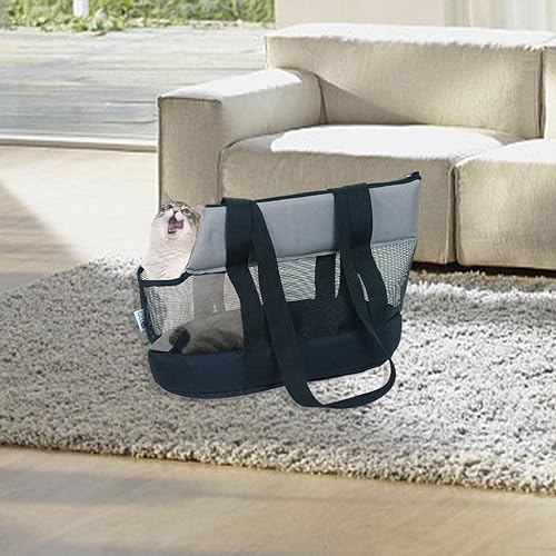 Miniatura 6 de KLKCMS Transportador portátil para mascotas, bolsa de transporte para perros y gatos con ventilación, bolsa de transporte plegable con cremallera