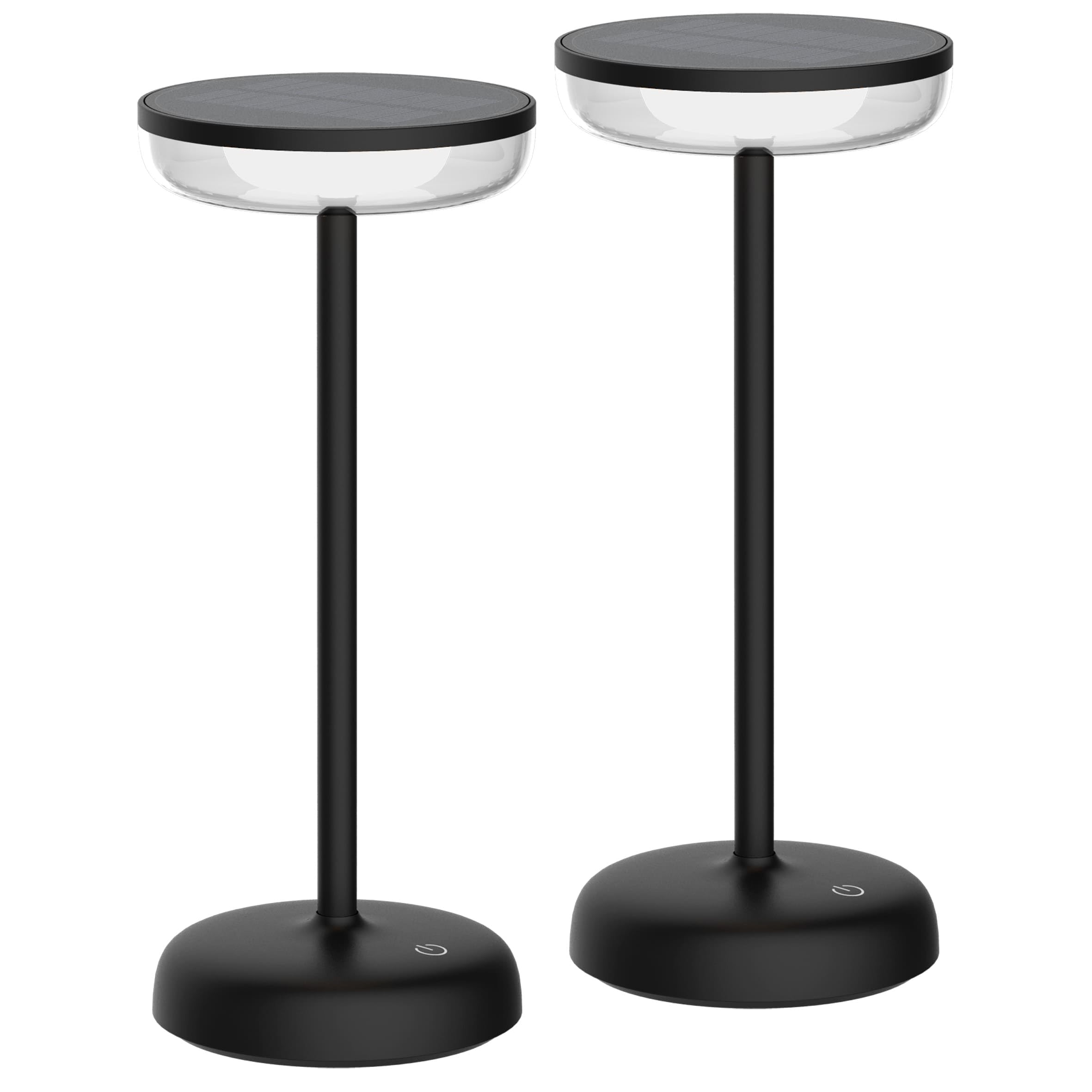 Northpoint LED Solar Tischlampe Tischleuchte mit Akku Cocktaillampe USB-C stufenlos dimmbar wetterfest Outdoor (2er-Set schwarz)
