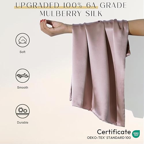 Miniatura 8 de ZIMASILK Funda de almohada de seda de morera 100 % pura mejorada para cabello y piel, con cremallera oculta reforzada, seda de grado 6A más suave y