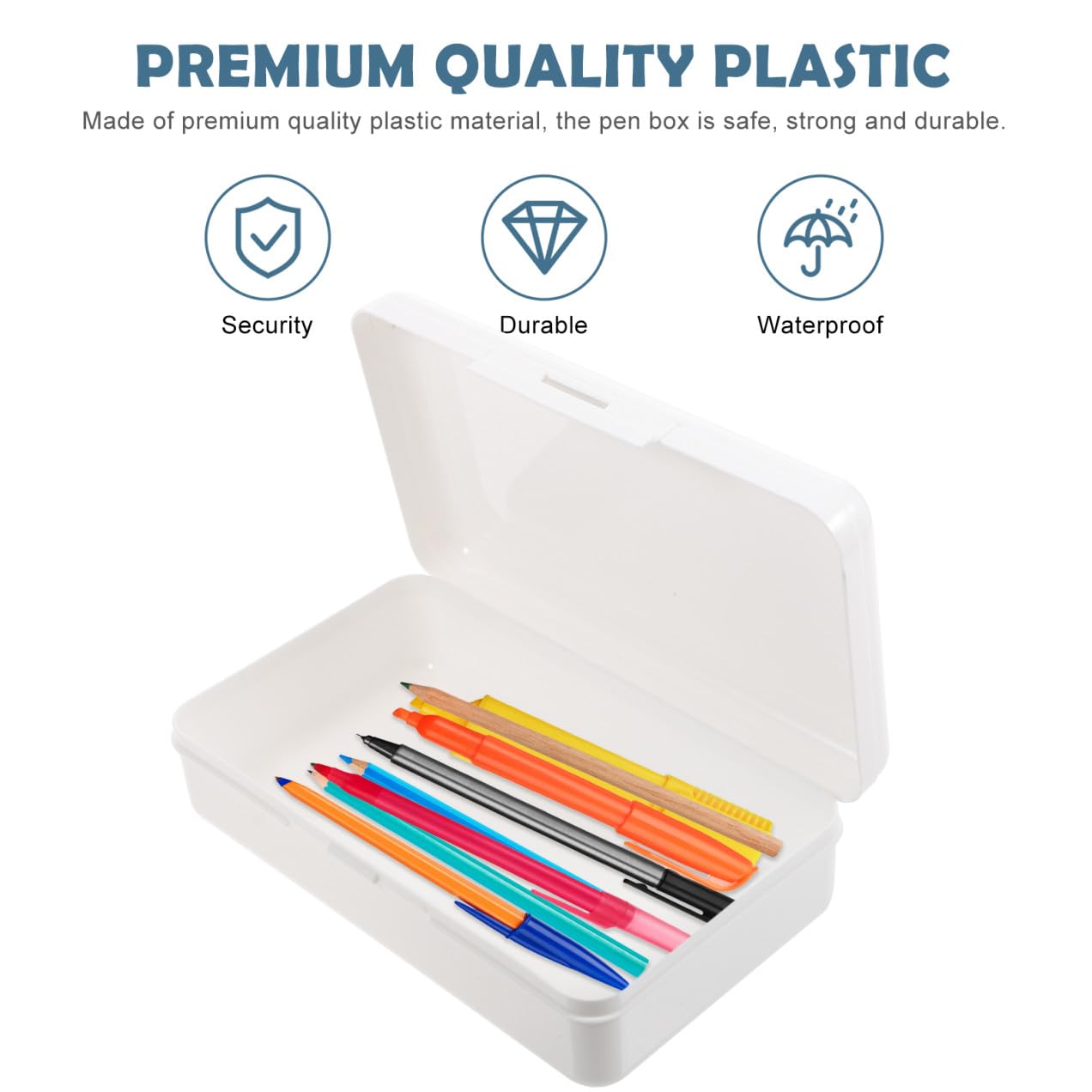 TEHAUX 5pièces Boîte à Crayons Plastique Empilable avec Couvercle Trousse Simple Et Pratique pour Étudiants Rangement De Fournitures Scolaires Couleur Blanche
