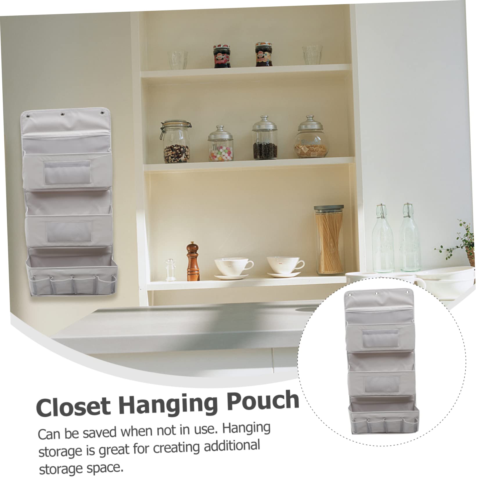 Mikikit Bolsa de Almacenamiento Colgante de 3 Capas Gris, Organizador de Pared de Tela, Resistente y Multifuncional, para Armario y Puerta, Adecuado para Dormitorio y Baño, Set Único