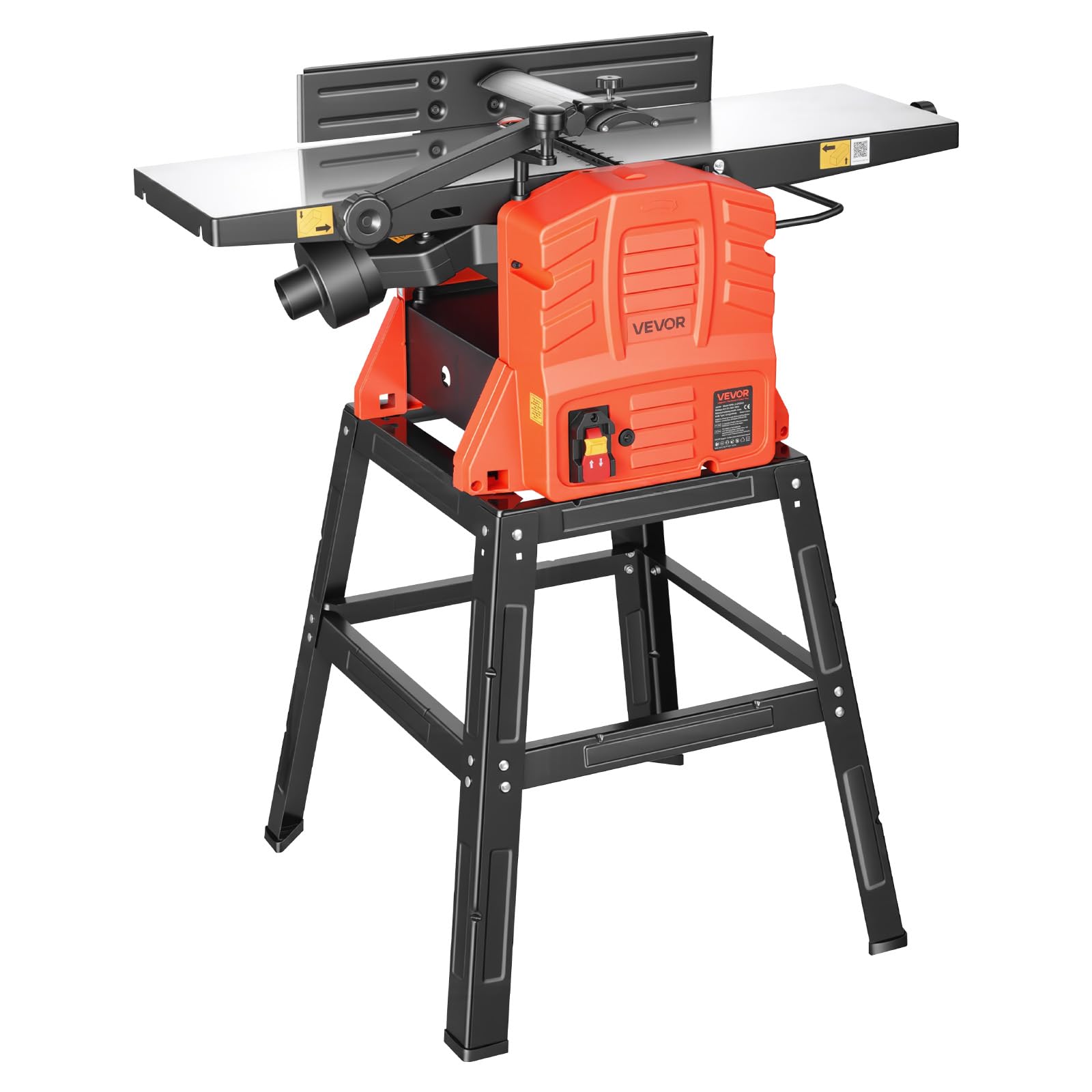 VEVOR Raboteuse Dégauchisseuse 2,4 hp Dégauchisseuse d'Établi 25,4x92,5 cm pour Bricolage Menuiserie, 8000 tr/min, avec Support, Tête de Coupe Droite à 2 Lames, Profondeur de Coupe Réglable 0-3 mm