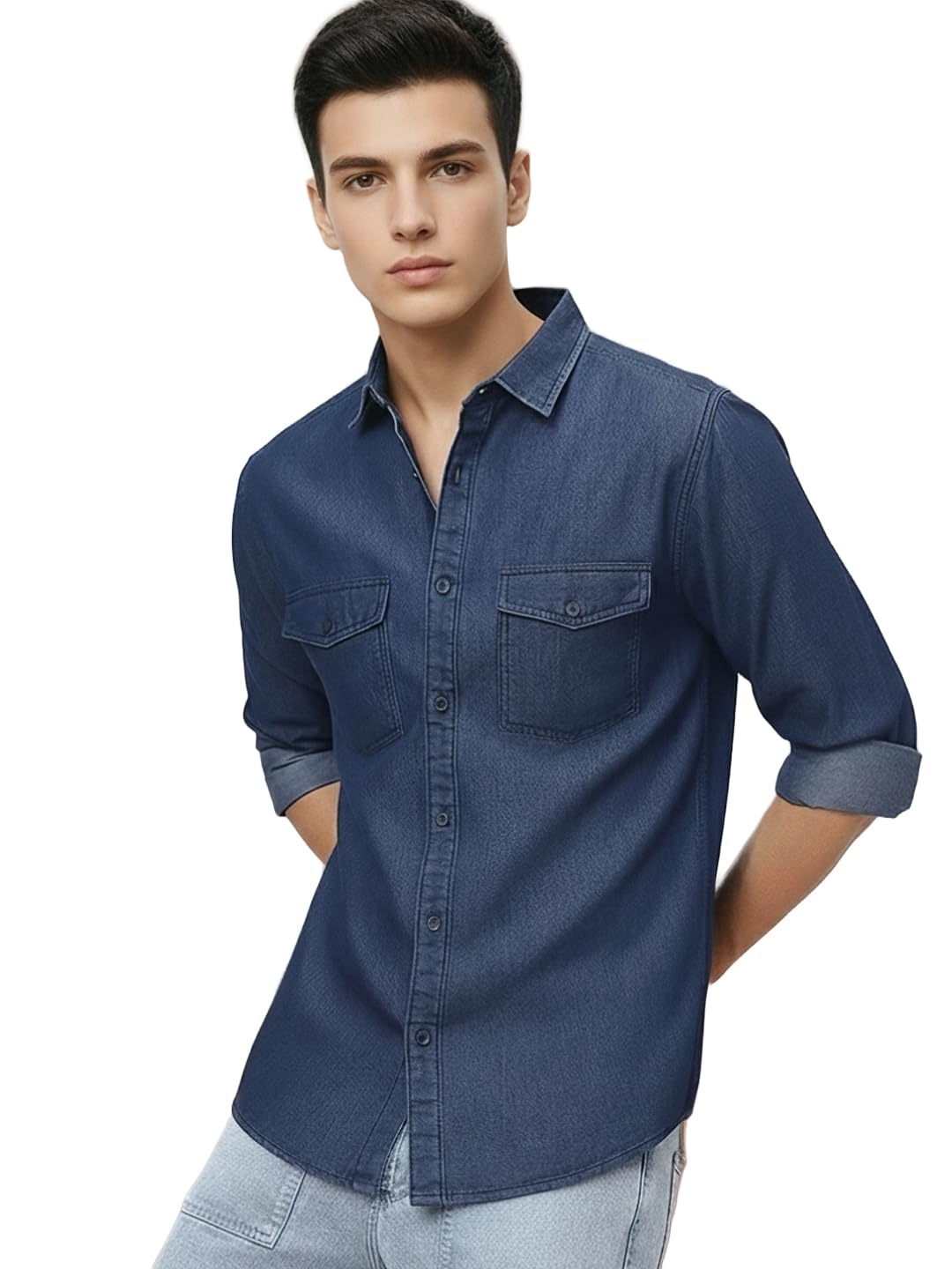 Urbano Fashion Men’s Full Sleeve Regular Fit Casual Denim Shirt