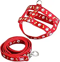 MY PET BRASIL Peitoral Para Cachorros N°2 Ajuste Fácil No Corpo Do Pet Pata Osso Coleira Peitoral Regulável Confortável E Resistente Vermelho