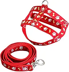 MY PET BRASIL Peitoral Para Cachorros N°2 Ajuste Fácil No Corpo Do Pet Pata Osso Coleira Peitoral Regulável Confortável E Resistente Vermelho