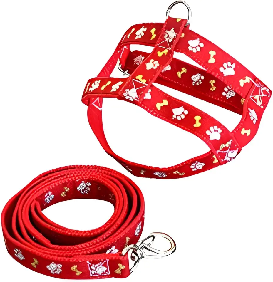 MY PET BRASIL Peitoral Para Cachorros N°2 Ajuste Fácil No Corpo Do Pet Pata Osso Coleira Peitoral Regulável Confortável E Resistente Vermelho