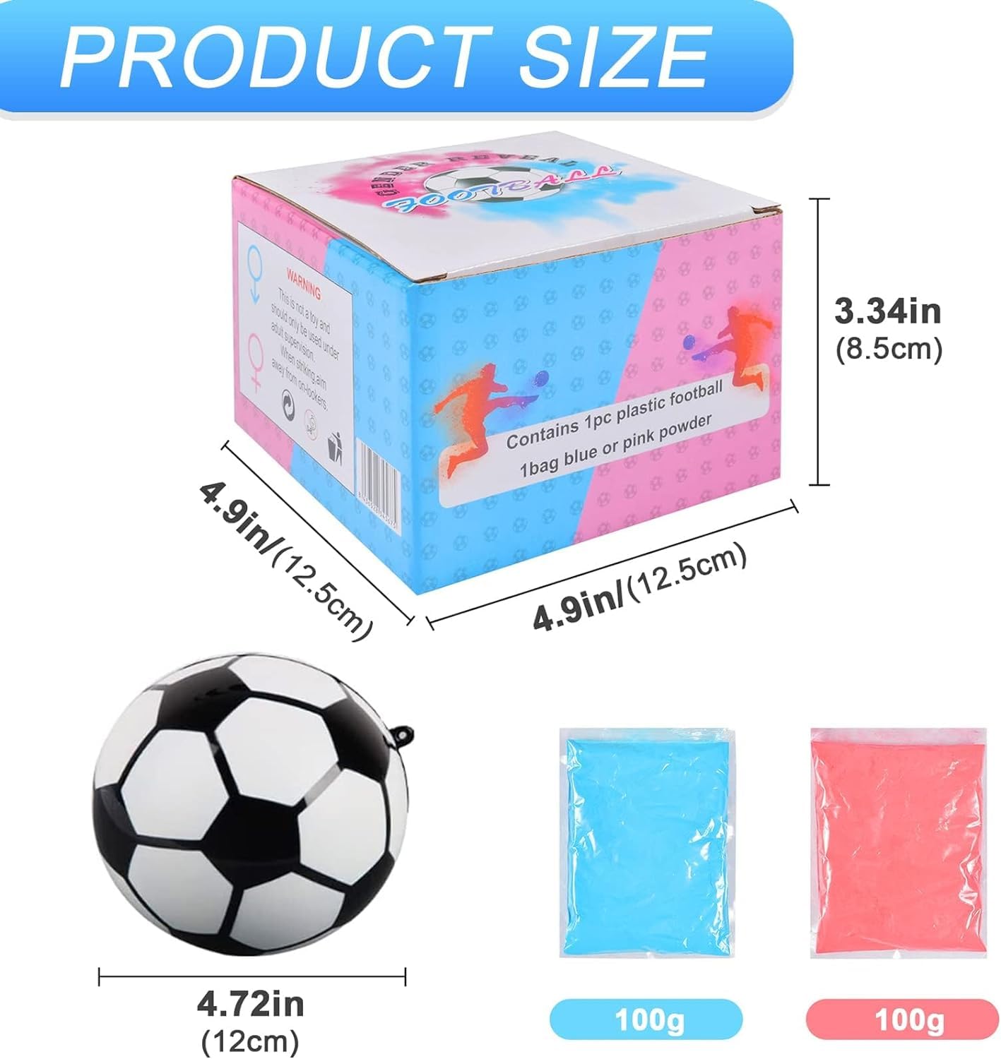 Gender Reveal - Balón de fútbol con polvo, para niños o niñas, color azul o rosa