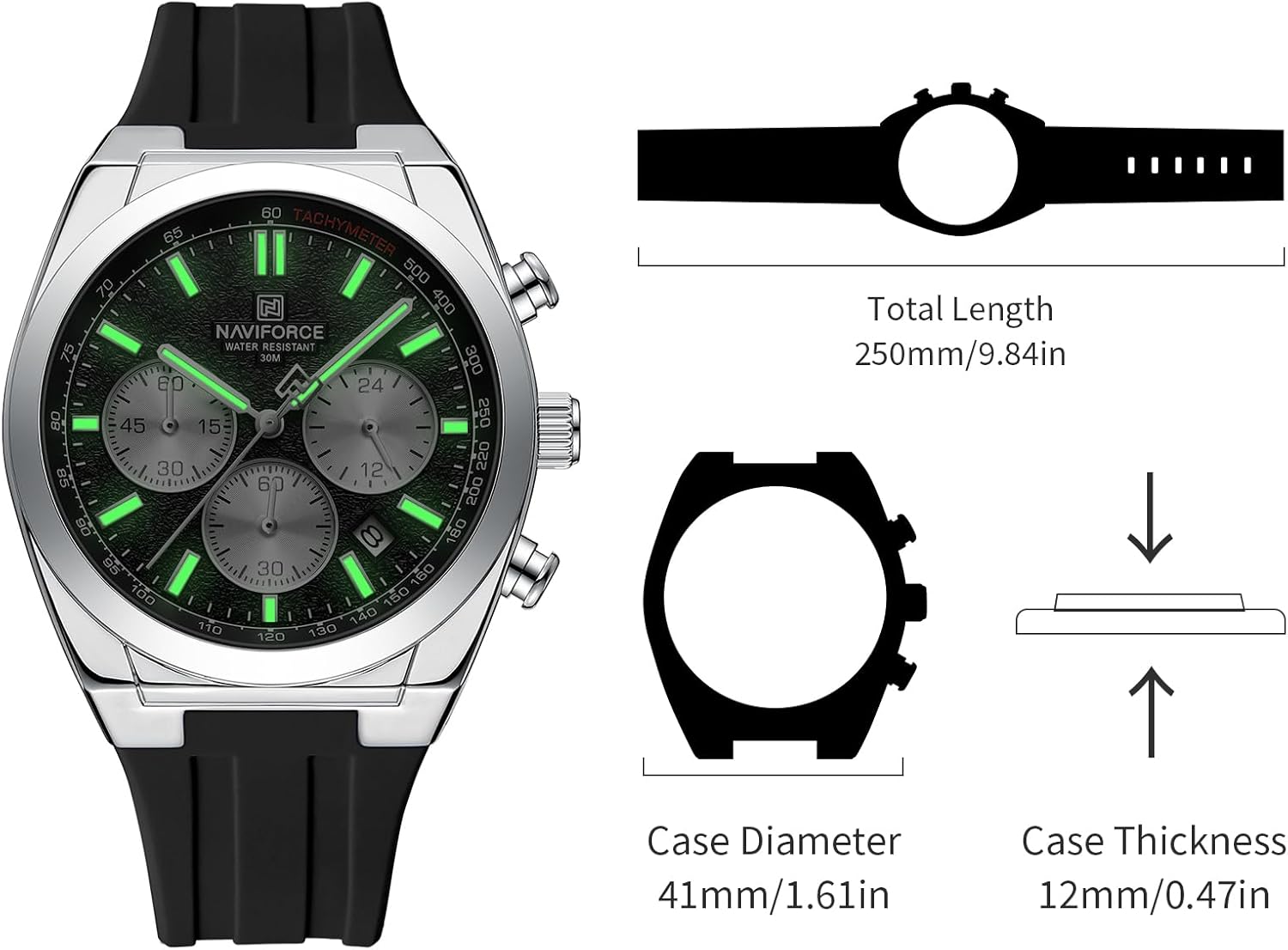 NAVIFORCE Watches for Men Multifunctional Chronograph Analog Quartz Waterproof Wirstwatch Silicone Strap Man Gifts - Image 6
