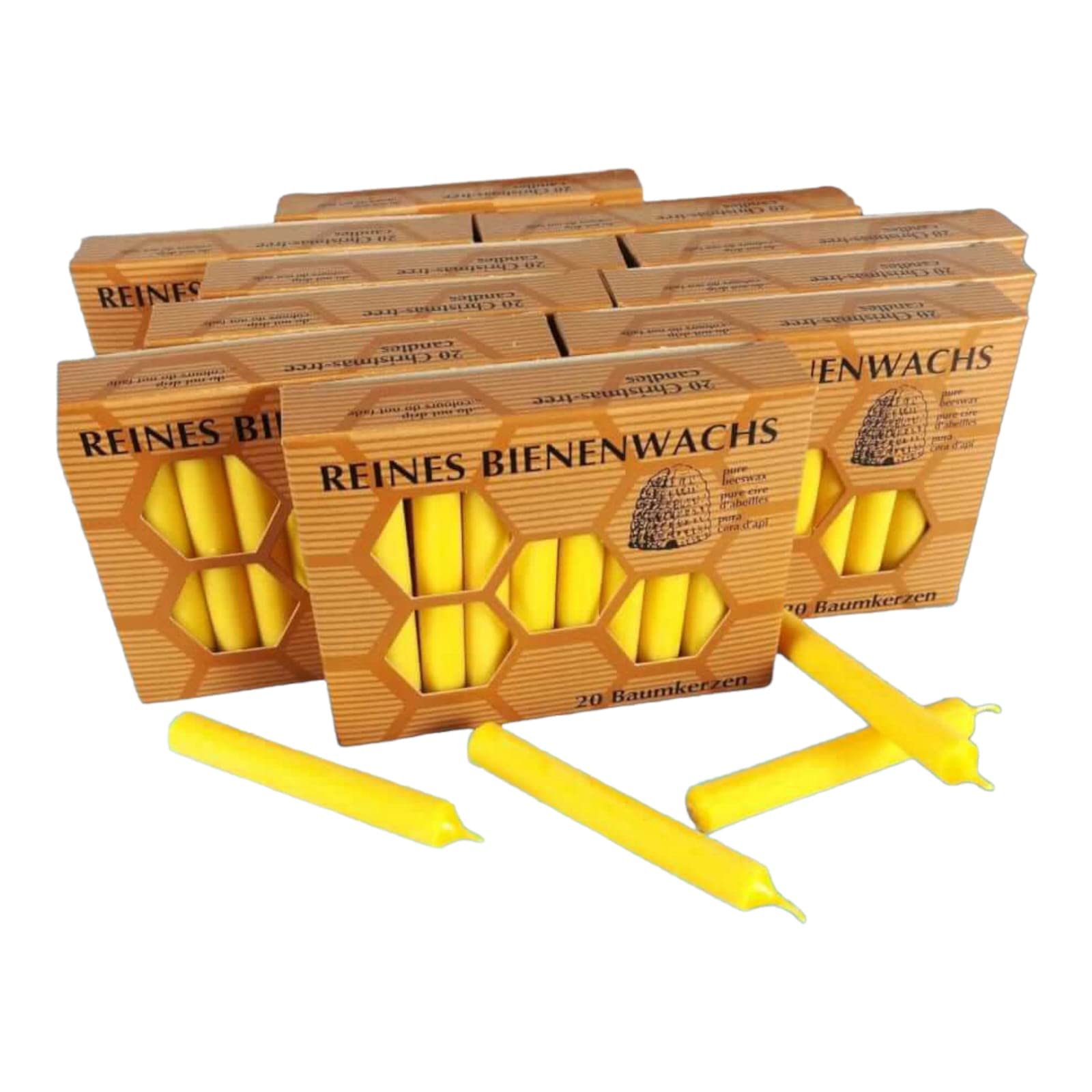 Bienenwachskerze Christbaumkerzen 200er-Set 10 cm Weihnachten — handgegossene Baumkerzen Großpackung, Made in Germany