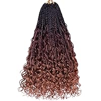 Vista 51 de Beverlee Trenzas de Caja Bohemias de 14 Pulgadas 8 Paquetes Trenzas de Caja Goddess Cabello de Ganchillo Trenzas Bohemias Hippie Cabello
