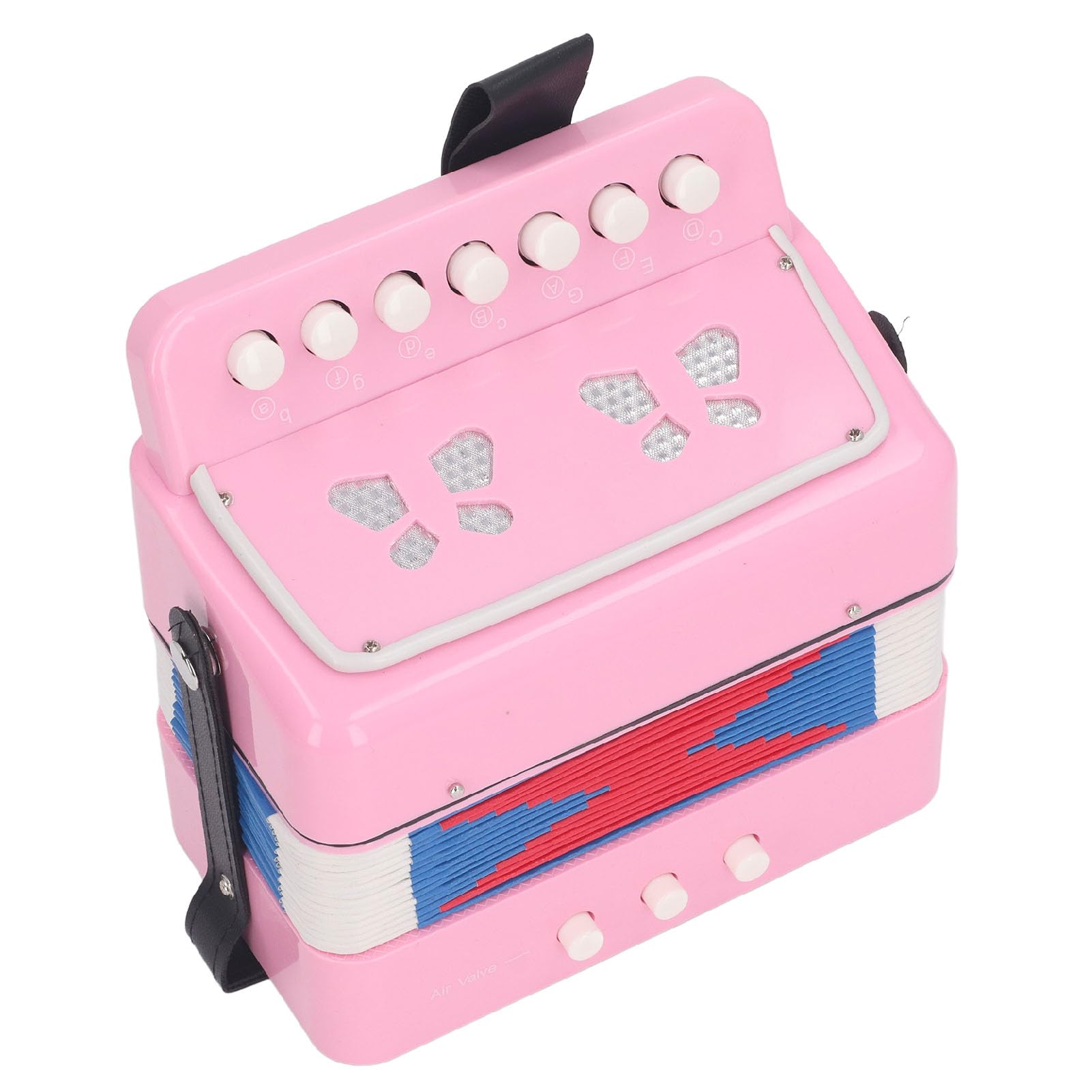 Fisarmonica a Pulsanti 7 Tasti, Rosa, per Principianti e Bambini, Portatile e Facile da Imparare