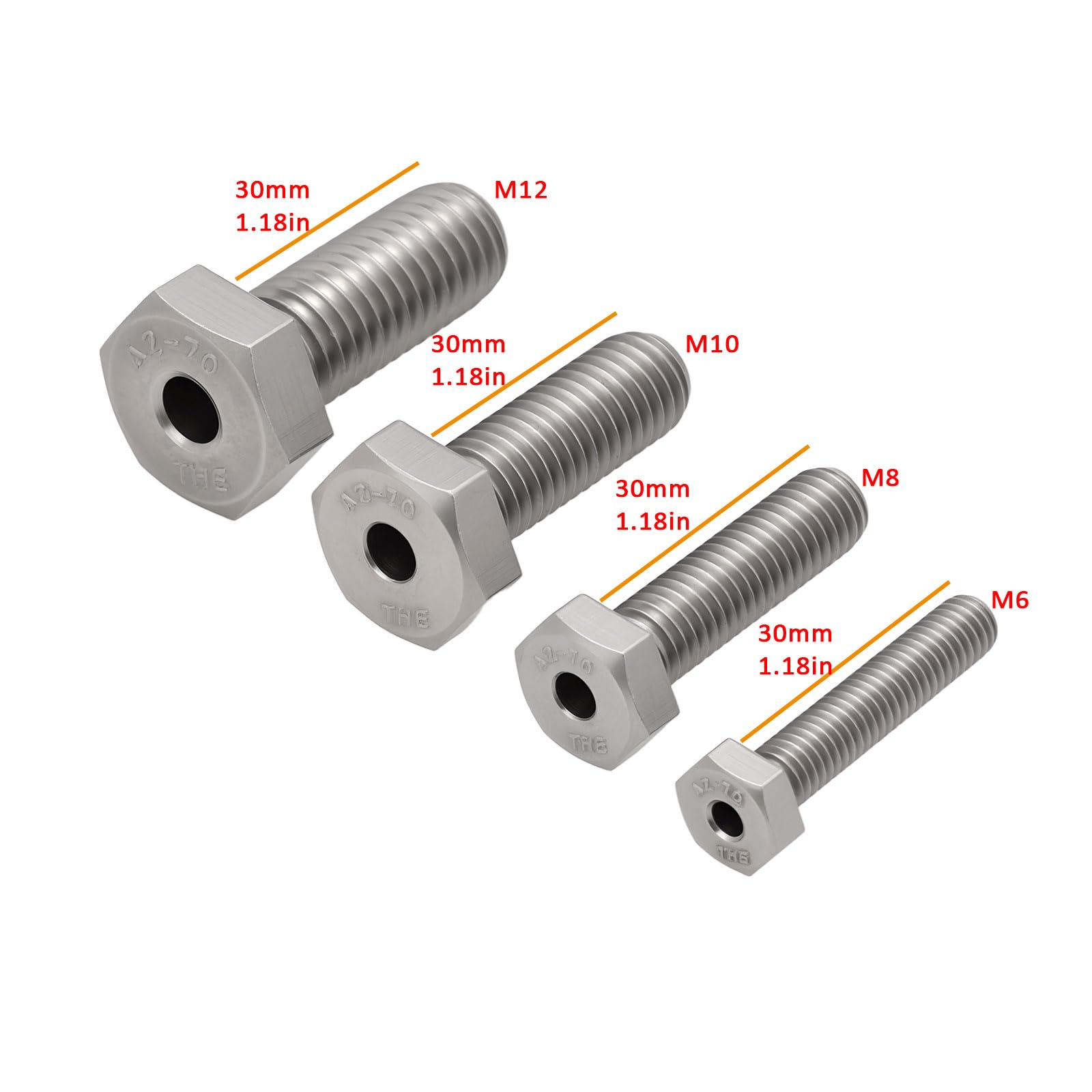 LT Easiyl 4 Pcs M6 M8 M10 M12 Stainless Steel External Hex Hollow Screws 30mm for Drilling Broken Studs Drill Bit Guides - Image 4