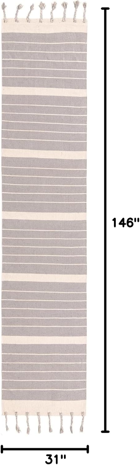 Unique Loom Chindi Cotton Collection Area Rug - Sophie (2' 7" x 12' 2" Runner, Gray and White)