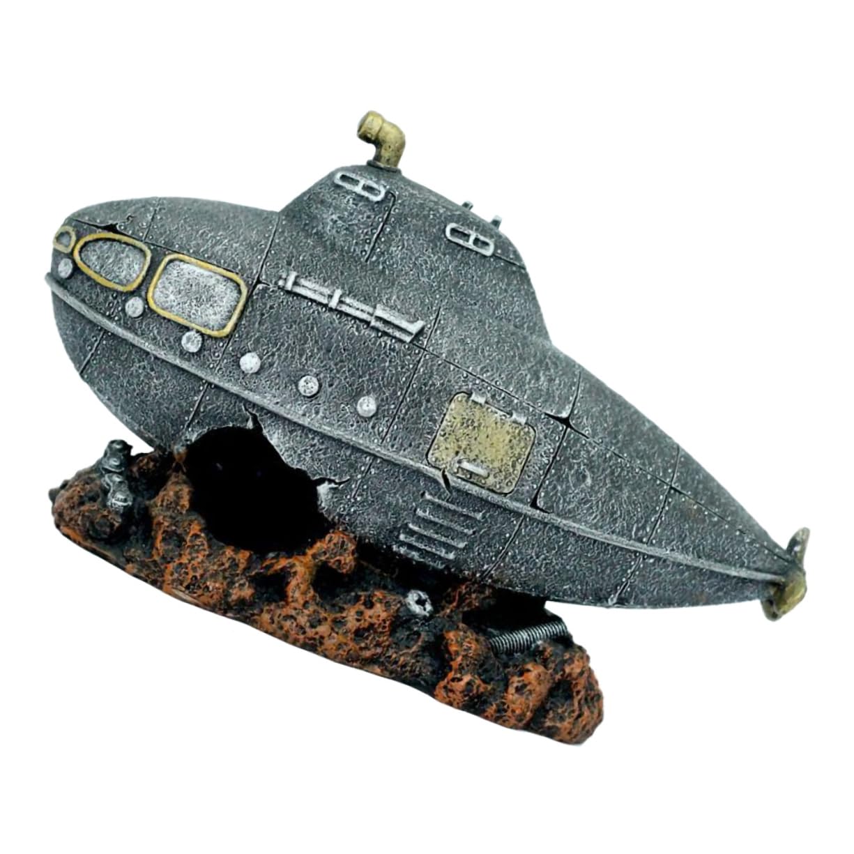 SUPVOX 2 Pezzi Arredamento Dell'acquario Dei Cartoni Animati Acquario Sottomarino Arredamento Grotta Acquario Decorazione Del Paesaggio Del Serbatoio Di Pesce Naufragio Resina Grey