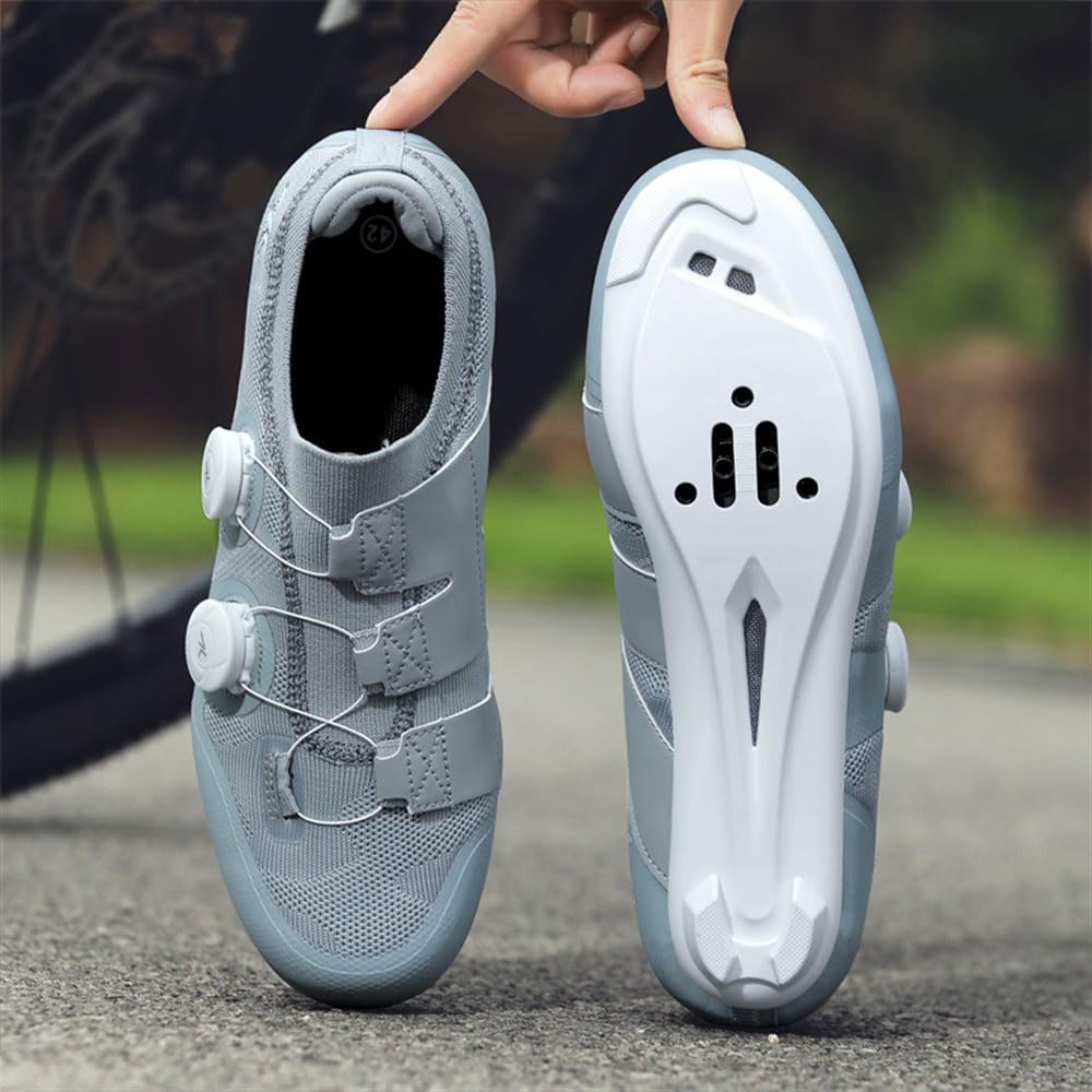 2026 Zapatillas Ciclismo Carretera Hombre Mujer, Zapatillas de Ciclismo con Look/SPD Tacos, Zapatos Bicicleta Montaña, Bicicleta de Spinning Montaña Calzado Bicicleta 37-47 EU (Gris,37)