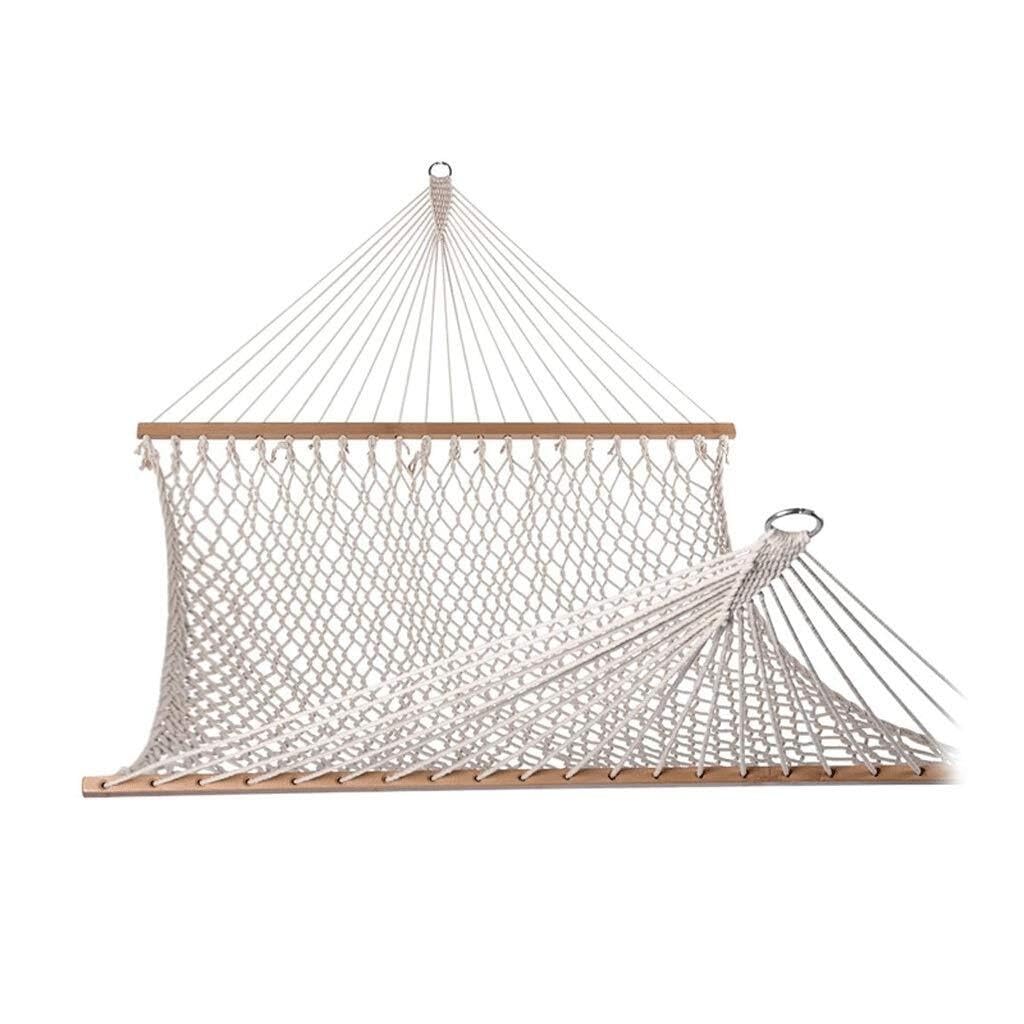 Hamak kempingowy z liny bawełnianej, hamaki z siatki plecionej na zewnątrz/podwórko do wewnętrznego patio hamak (biały 200 x 150 cm)