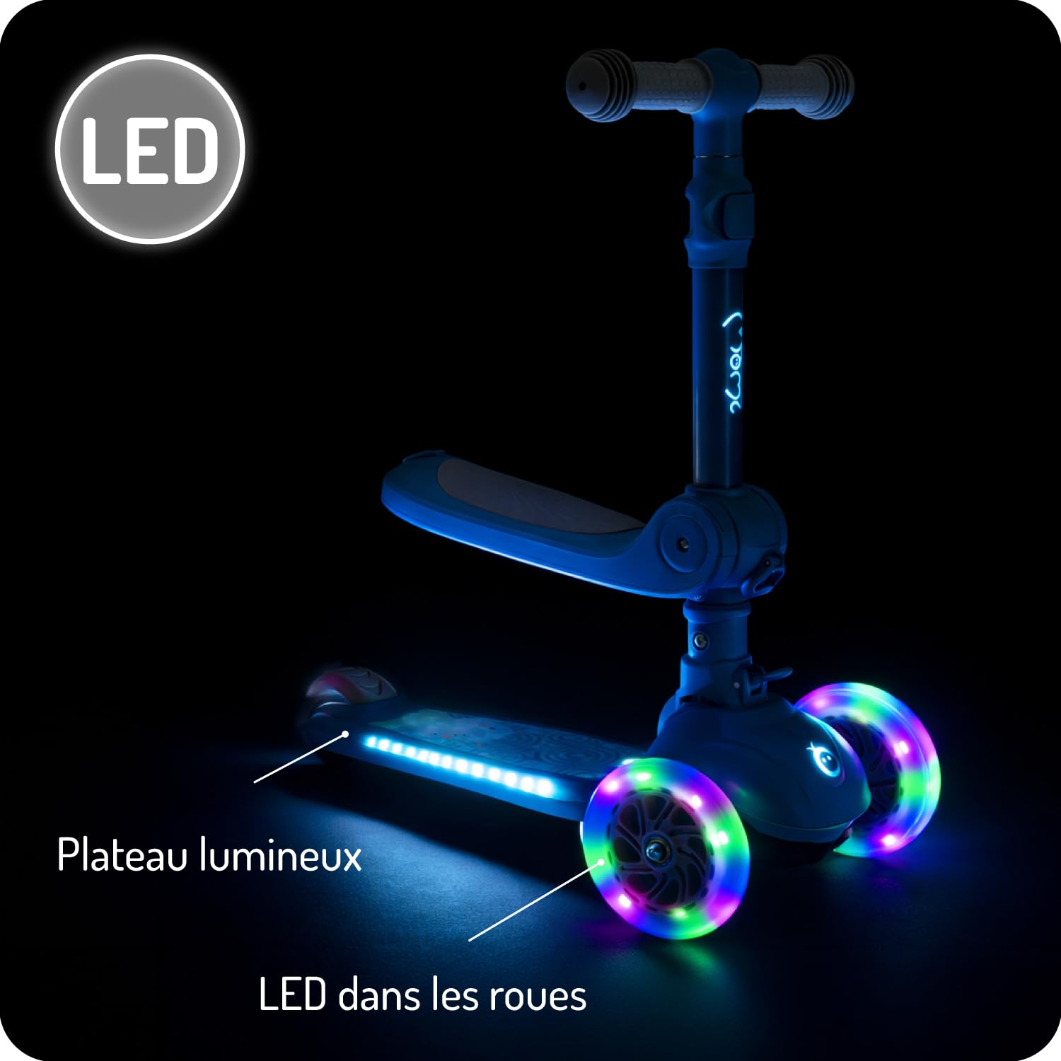 MoMi Debe Trottinette pour Enfants à partir de 1 an jusqu'à 50 kg - Trottinette 2 en 1 avec siège Pliable - Trottinette pour Enfant avec 2 hauteurs réglables - Trottinette Pliable pour intérieur et