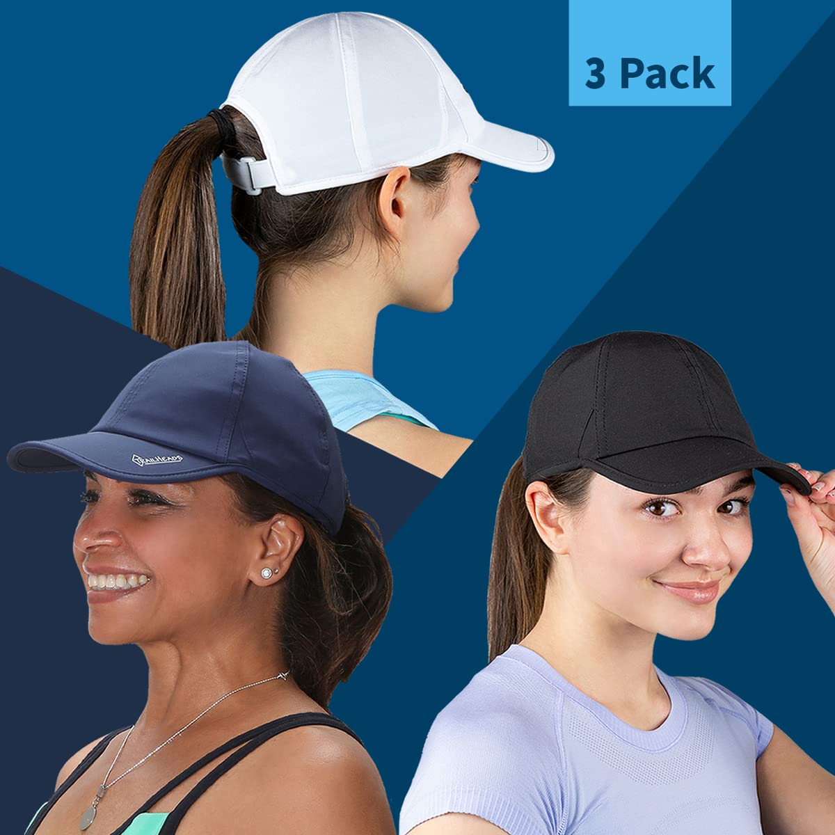 TrailHeads Cappelli da corsa da donna, protezione UV, 50+ UPF - Cappelli estivi da donna Cappellino da baseball - Tennis, Golf, Palestra, Allenamento