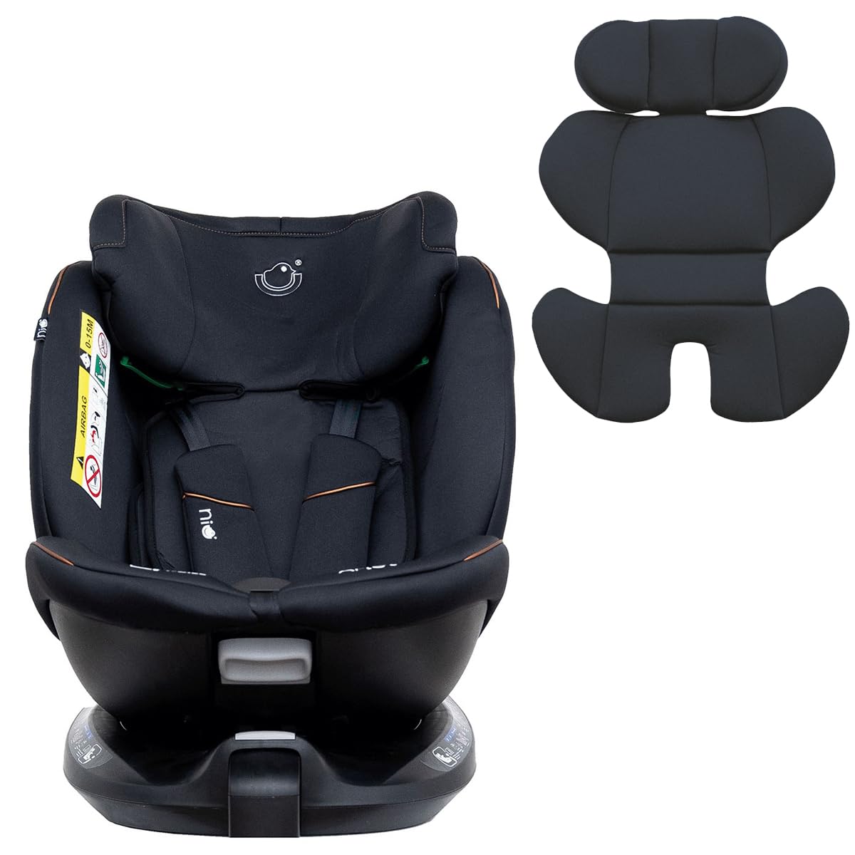 Olmitos – Silla Auto ARLET i-Size, Silla Coche 360 evolutiva de 40-150cm, Silla con ISOFIX, Ajustable y reclinable protección lateral – reductor recién nacido y arnes seguridad (Negro)