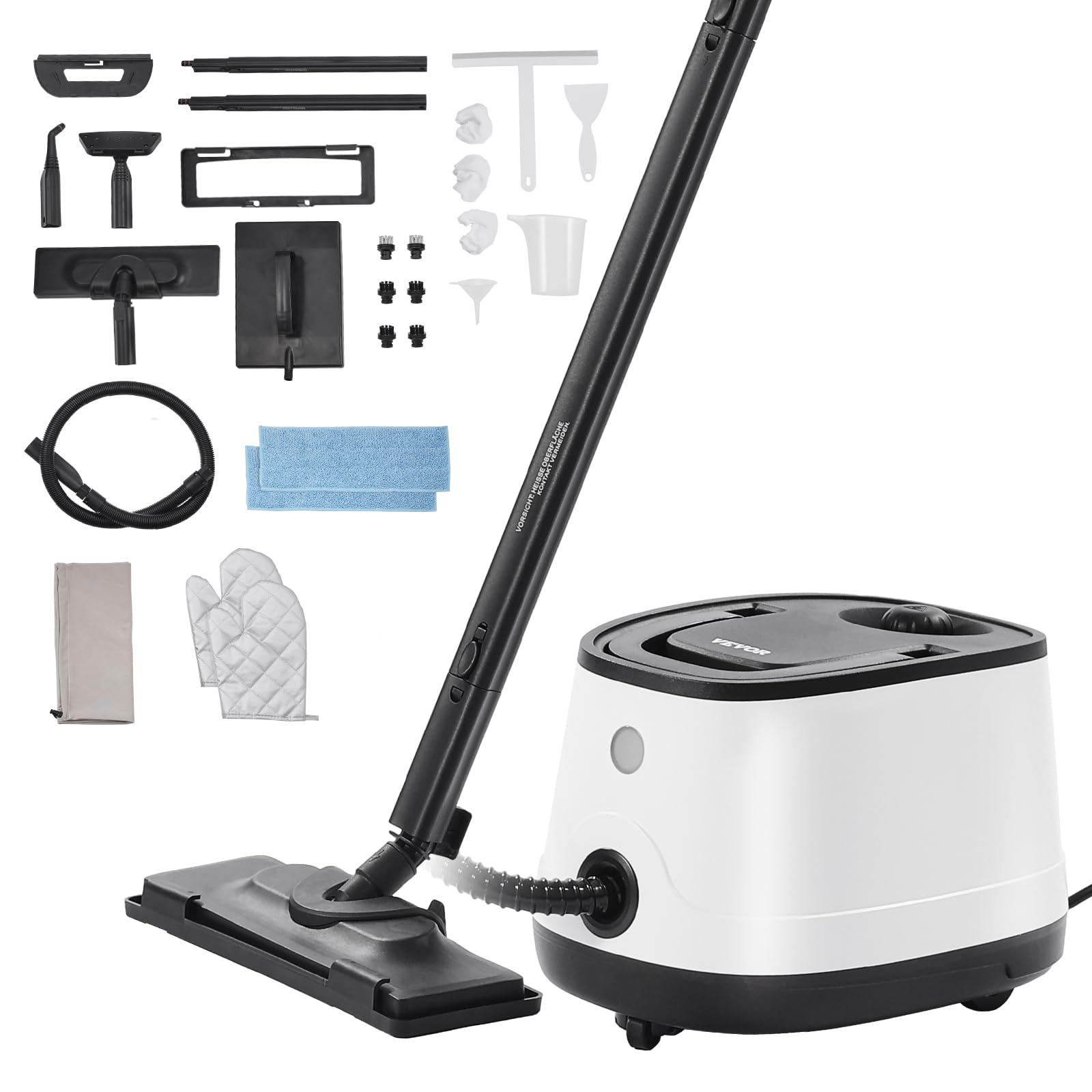 VEVOR Nettoyeur Vapeur Multifonction, Nettoyeur à la Vapeur avec 27 Accessoires, Cordon d'Alimentation Extra-long, Réservoir de 1,5 L et Poignée Portable, pour Coulis, Carrelage, Sols, Maison