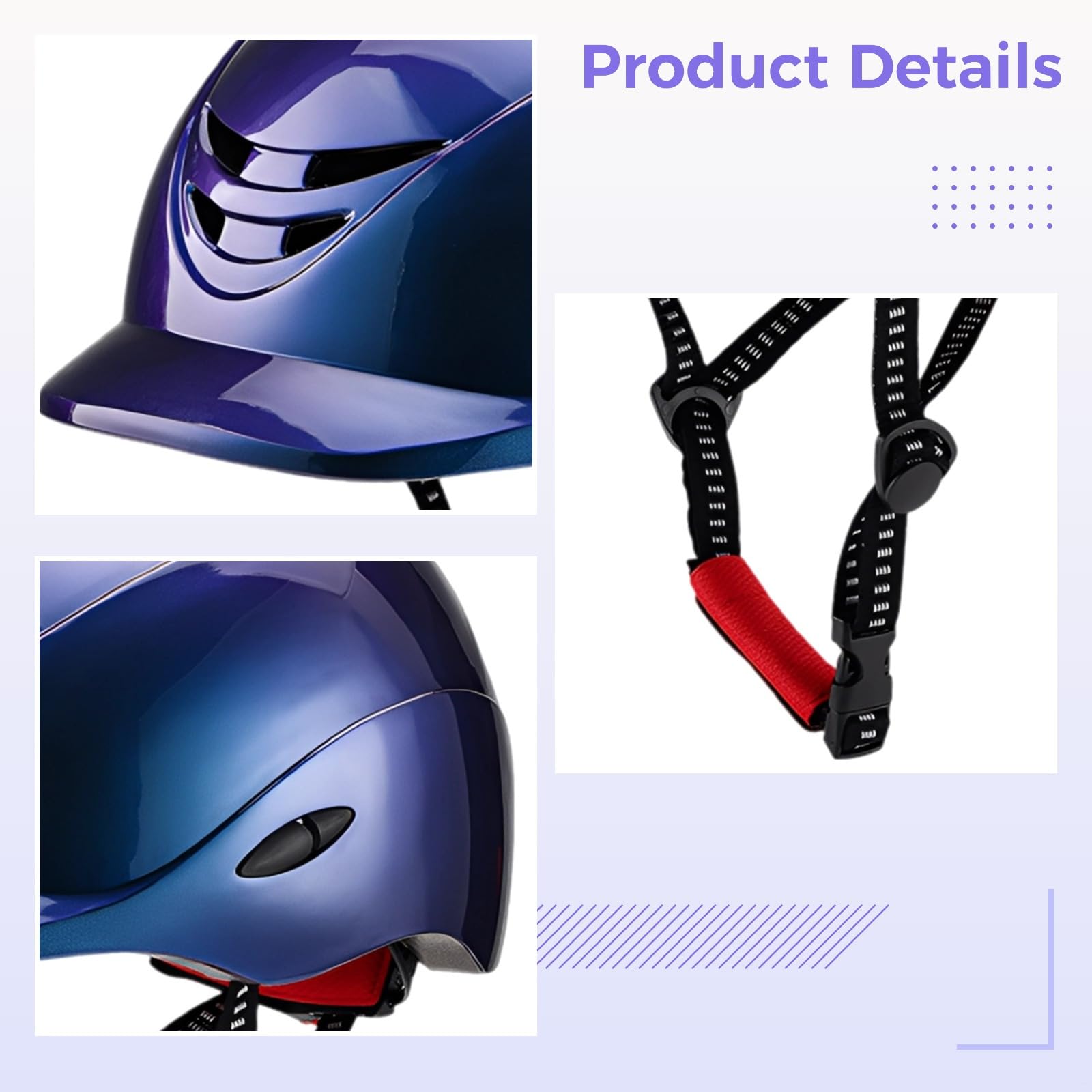 Niebieski kask jeździecki, regulowany rozmiar, dorośli i młodzież, 50-60 cm