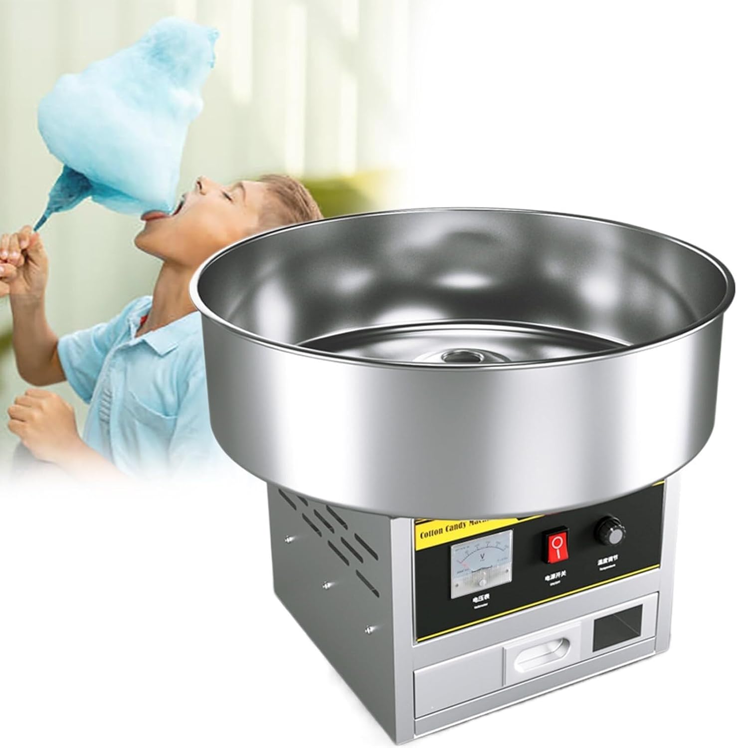Stainless Steel Electric DIY Candy Cotton Maker, Commercial Cotton Candy Machine, Birthday Party and Carnival Candy Floss Maker