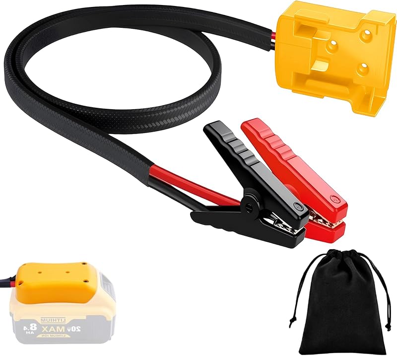 Cabo auxiliar de partida Naerza com garras para bateria Dewalt 20V, fio de silicone 8AWG e 0,5 m – 1 unidade