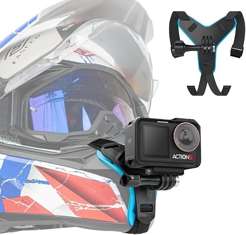 SUREWO DJI Action 6 Helmet Chin Mount, Motorcycle Dirt Bike Bicycle Strap Holder Clamp Mounts Compatible with Go Pro Hero 13,12,11,10, 9, 8, 7,DJI Osmo Action 6,2,3,4, 5 pro and More