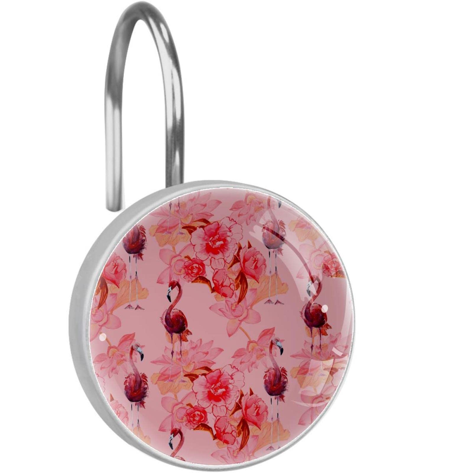 Crochets rideau de douche anti rouille acier inoxydable flamant rose