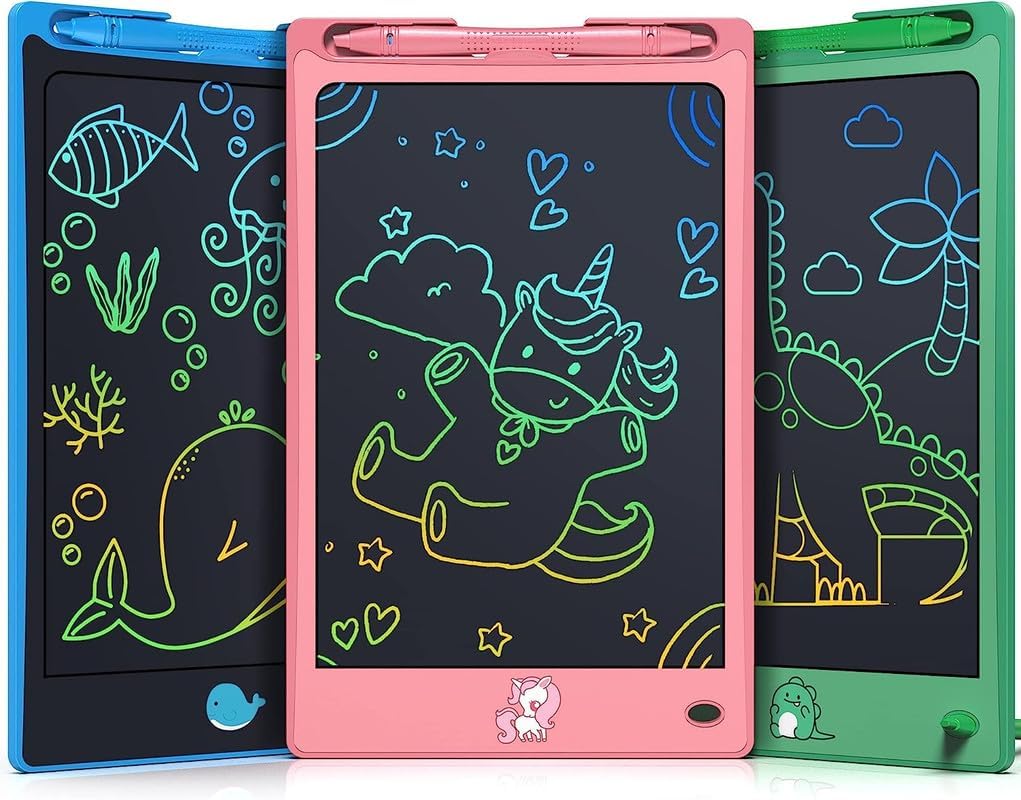 Ginkey Doodle Board, 10 Inch LCD Writing Tablet, Toys for 3 4 5 6 7 Year Old Girls Boys, Reusable Drawing Writing Pad for Toddlers, Educational & Learning Toys Gifts for Christmas Birthday (Yellow)